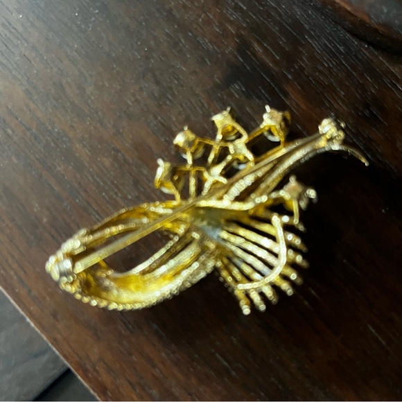 Vintage Lisner Brooch & Earring Set Blue Green AB Iridescent Rhinestones - Picture 3 of 7